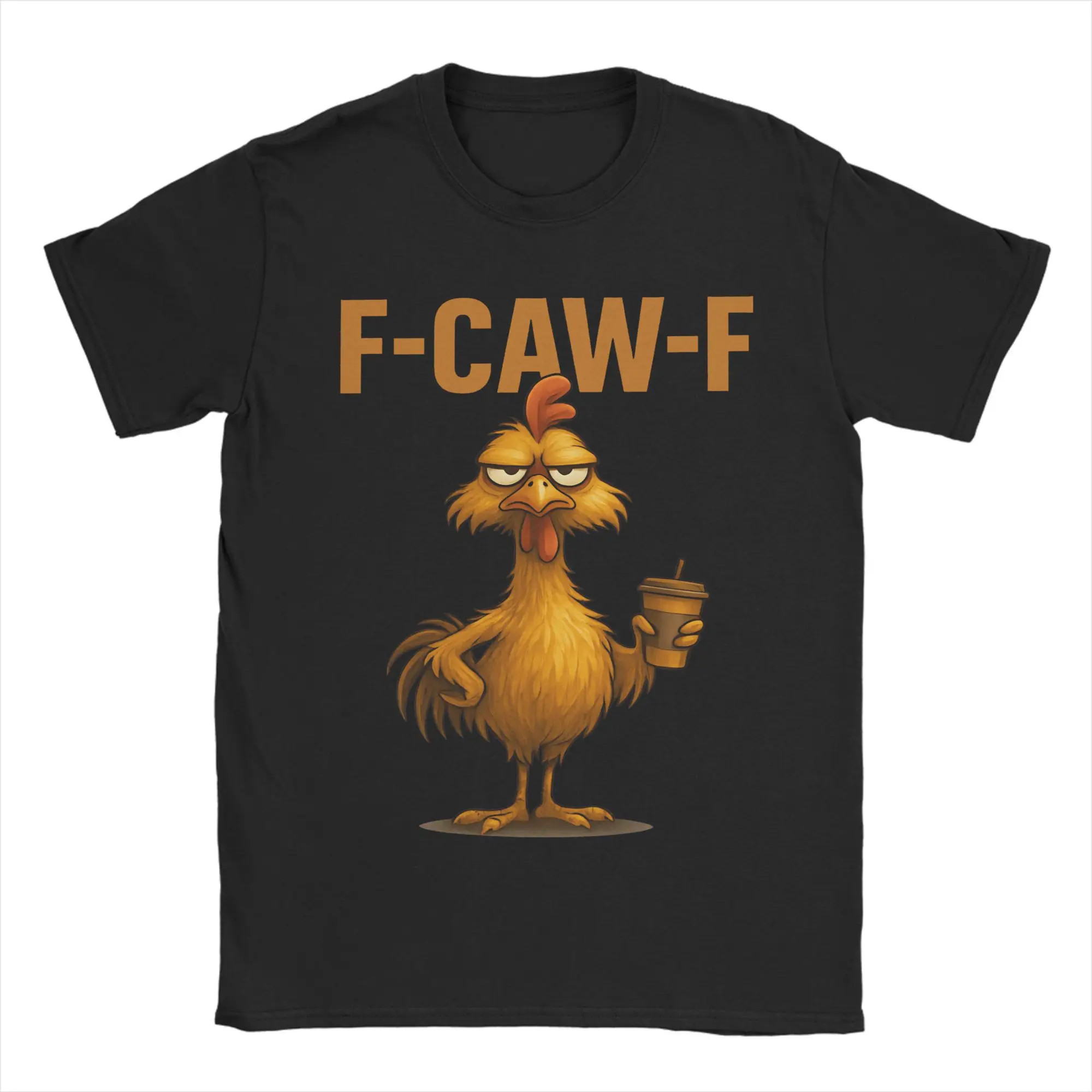

Funny F-Caw-F Chicken Angry Rooster Coffee Humor T-Shirt Summer Trending T-Shirts Men Cotton O-Neck Plus Size 5XL Clothing