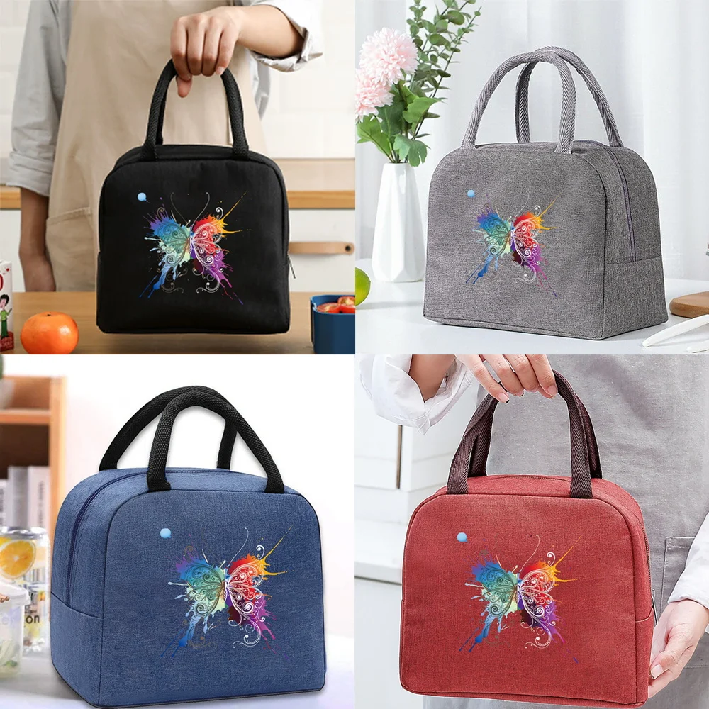 

Insulated Lunch Bag Thermal Food Picnic Trend Colorful Butterfly Pattern Handbags Box for Women Kids Cooler Lunch Bags for Work