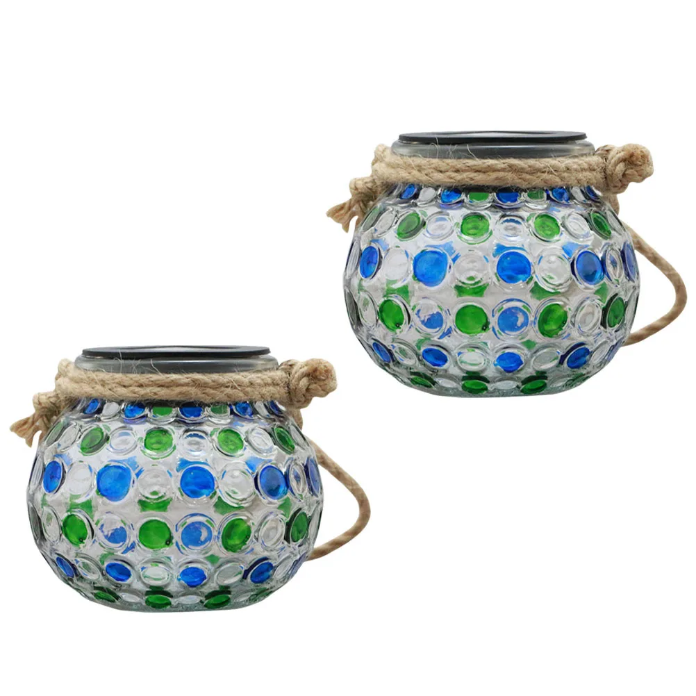 

2Pcs Solar Glass Jar Hanging Lights Waterproof Durable Outdoor Decor Lamp Energy Saving Solar Power Jar Chandelier