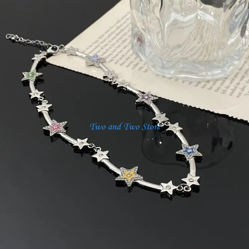

HX6F Five-pointed Star Necklace Student Simple Temperament Diamonds Inlay Necklace
