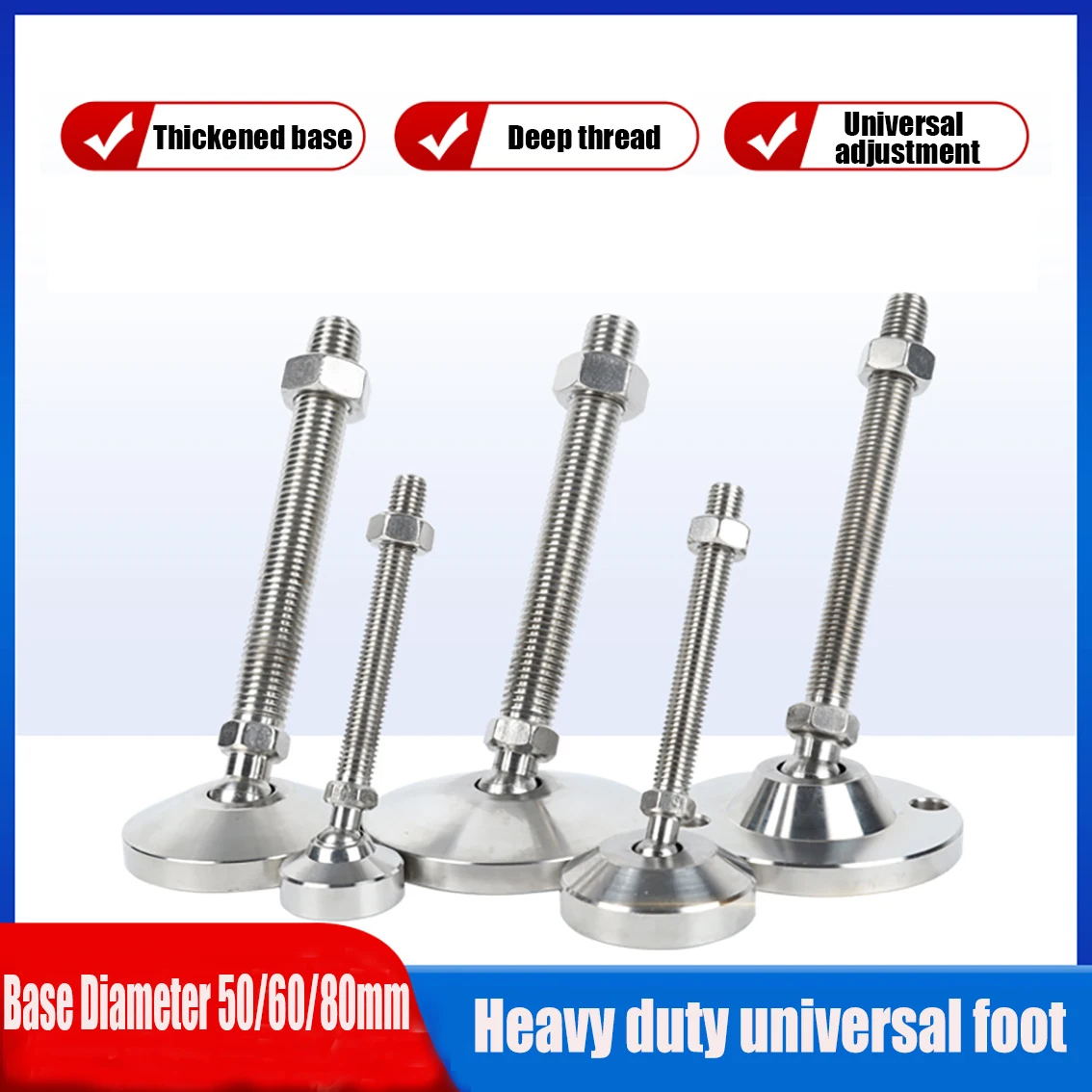Универсальная регулируемая чашка для ног из тяжелого металла M12 M16 M20 M24 для механического устройства и мебельных винтов, опорные ножки Dis 50/60/80 мм