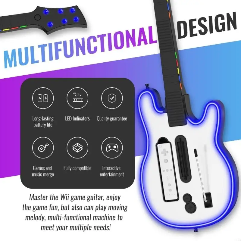 

62KA Wireless Guitar Controller Fashionable Designs Wireless Guitar for Game Consoles，Simple to Operate for Game Consoles