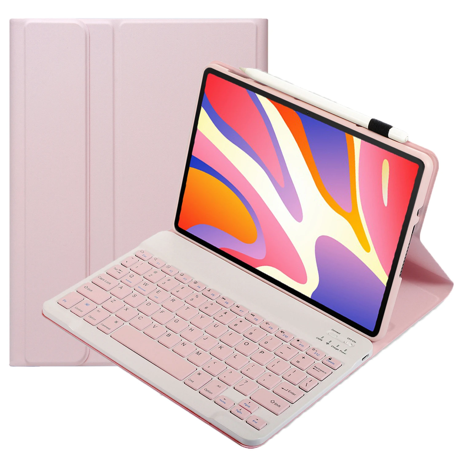 

AH17 For Huawei MatePad 11.5 Protective Case with Removable Bluetooth-compatible Keyboard Anti-Drop Leather Stand Cover - Pink