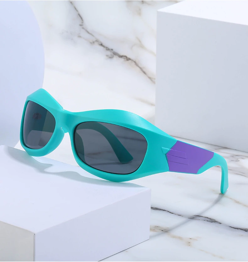 Übergroße Y2K Punk Sonnenbrille für Damen und Herren Neue 2000er Vintage Trend Steampunk Sonnenbrillen Sport-Schildbrille UV400-Schutz – Detail 7