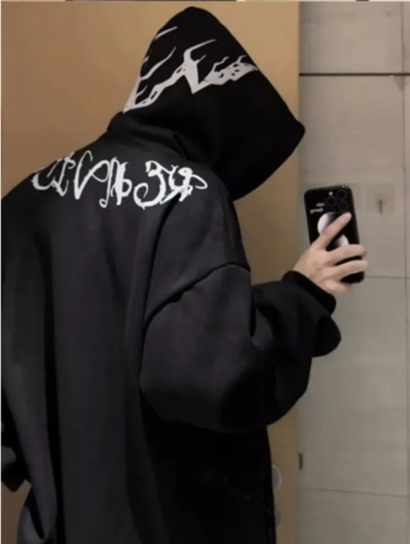 Suéter coreano con capucha para mujer/hombre, Top holgado de calle Retro americano, abrigo para pareja de calle alta, Tops Y2k, sudaderas con capucha, ropa