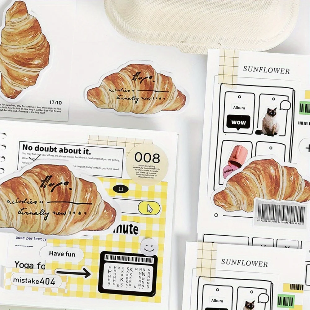 

30 Pcs Sticky Notes Kawaii Bread Toast Coffee Memo Pads Sticker Student Gifts N-time Sticky Stationery School Office Supplies