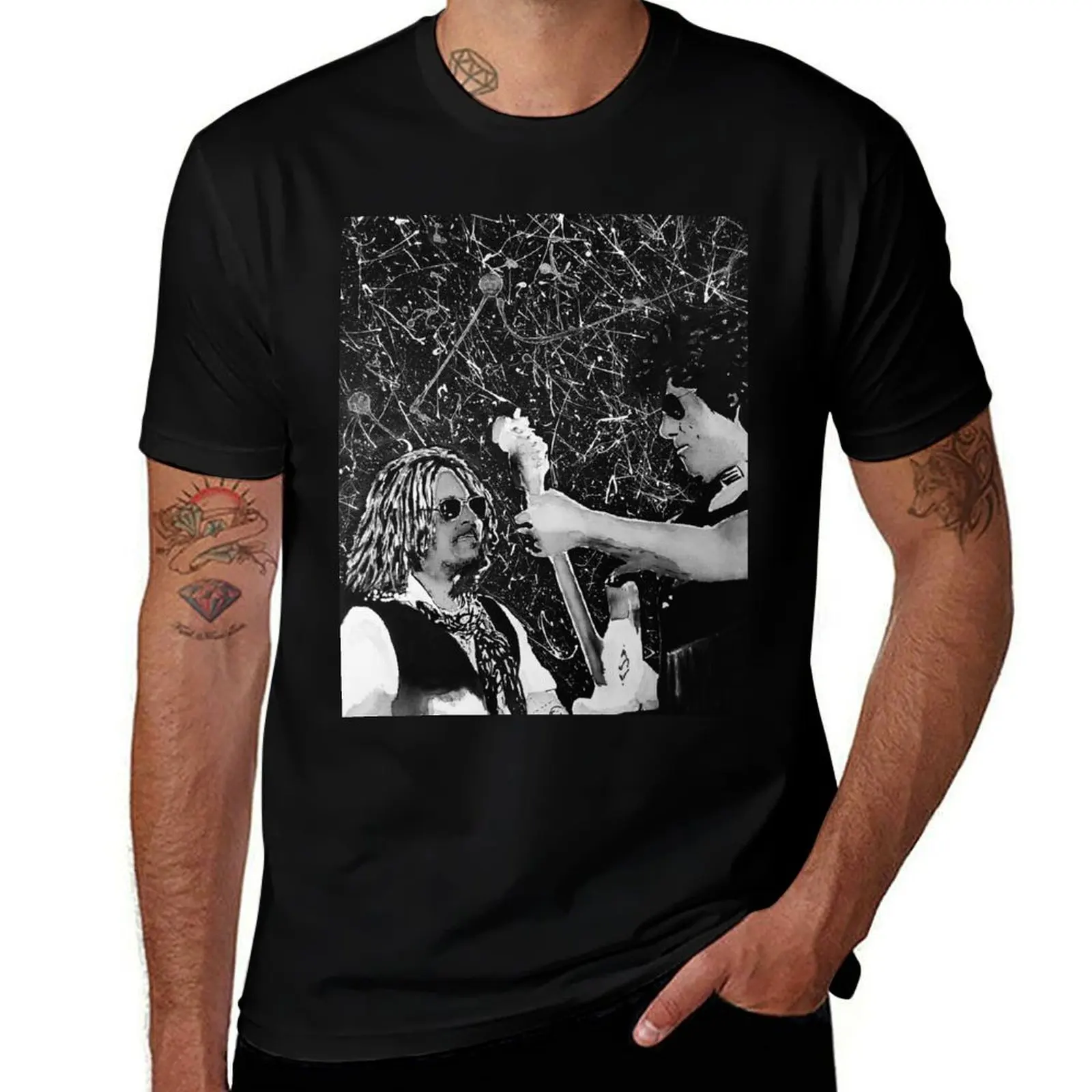 Johnny Depp and Jeff Beck On Music Tour 2022 Album 18 T-Shirt Big Size Short Sleeve Casual Top T-Shirt