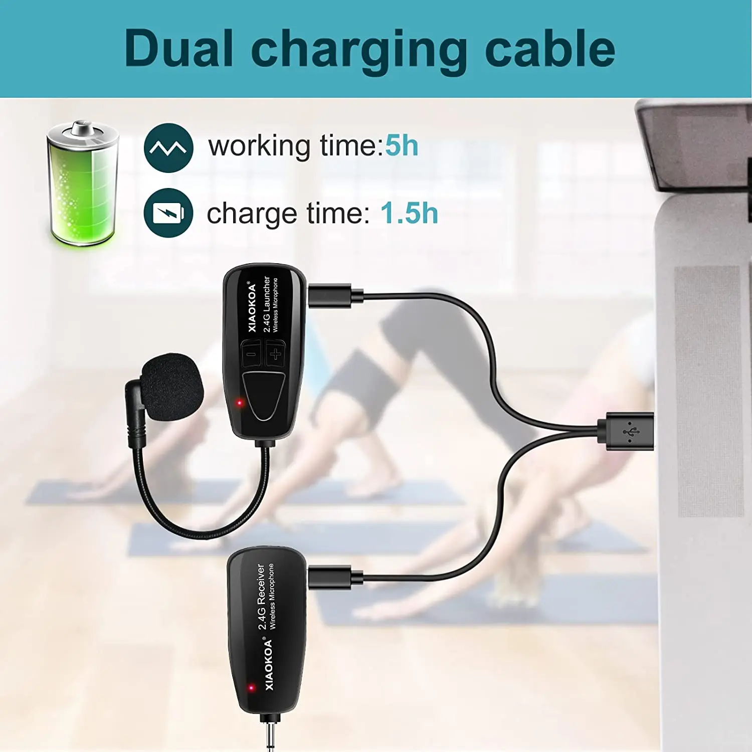 XIAOKOA 2,4G беспроводной микрофон гарнитура микрофон для усилителя голоса динамик караоке компьютер обучение встречи йога пение