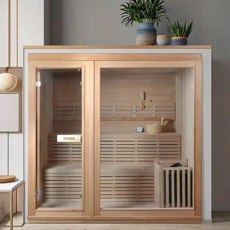 Modern Indoor 3-person Personal Infrared Sauna Room with Solid Wood and Heated Bedroom Villa Infrared Sauna