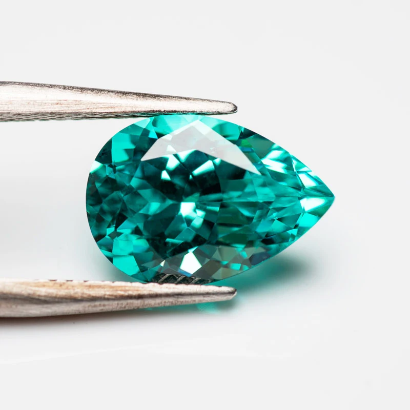 Lab Grown Paraiba Gemstone Pear Cut Neon Blue Color for DIY Charms Jewelry Making Main Materials Selectable Certificate