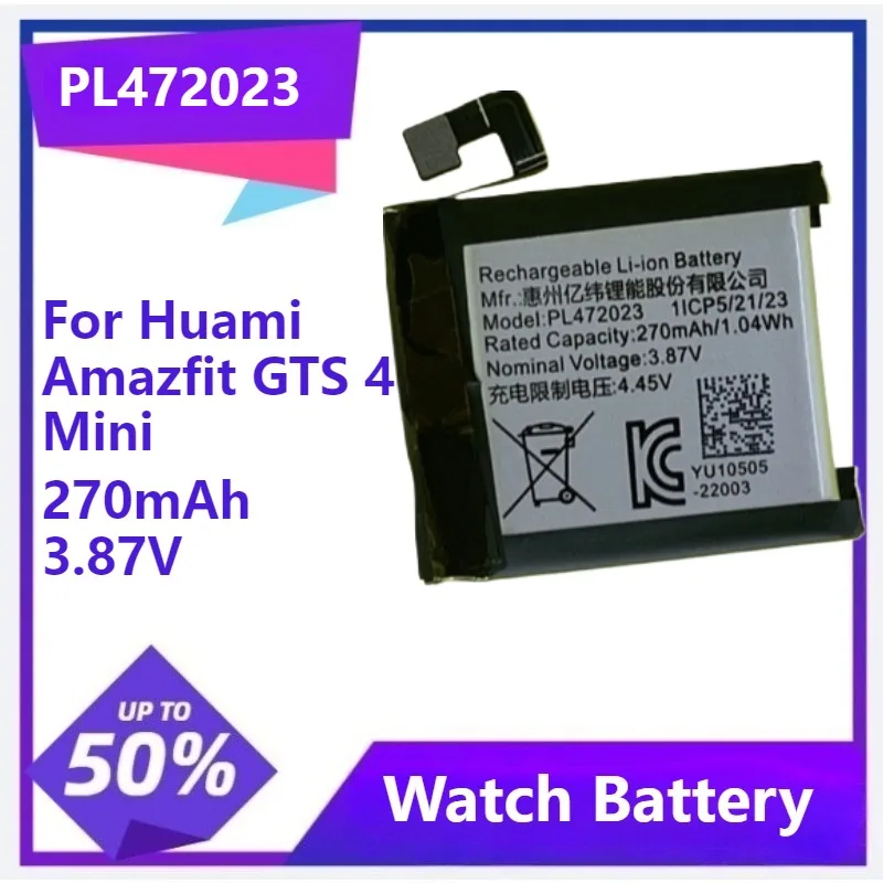 

PL472023 Replacement Battery For Huami Amazfit GTS 4 Mini Watch Bateria 270mAh 3.87V