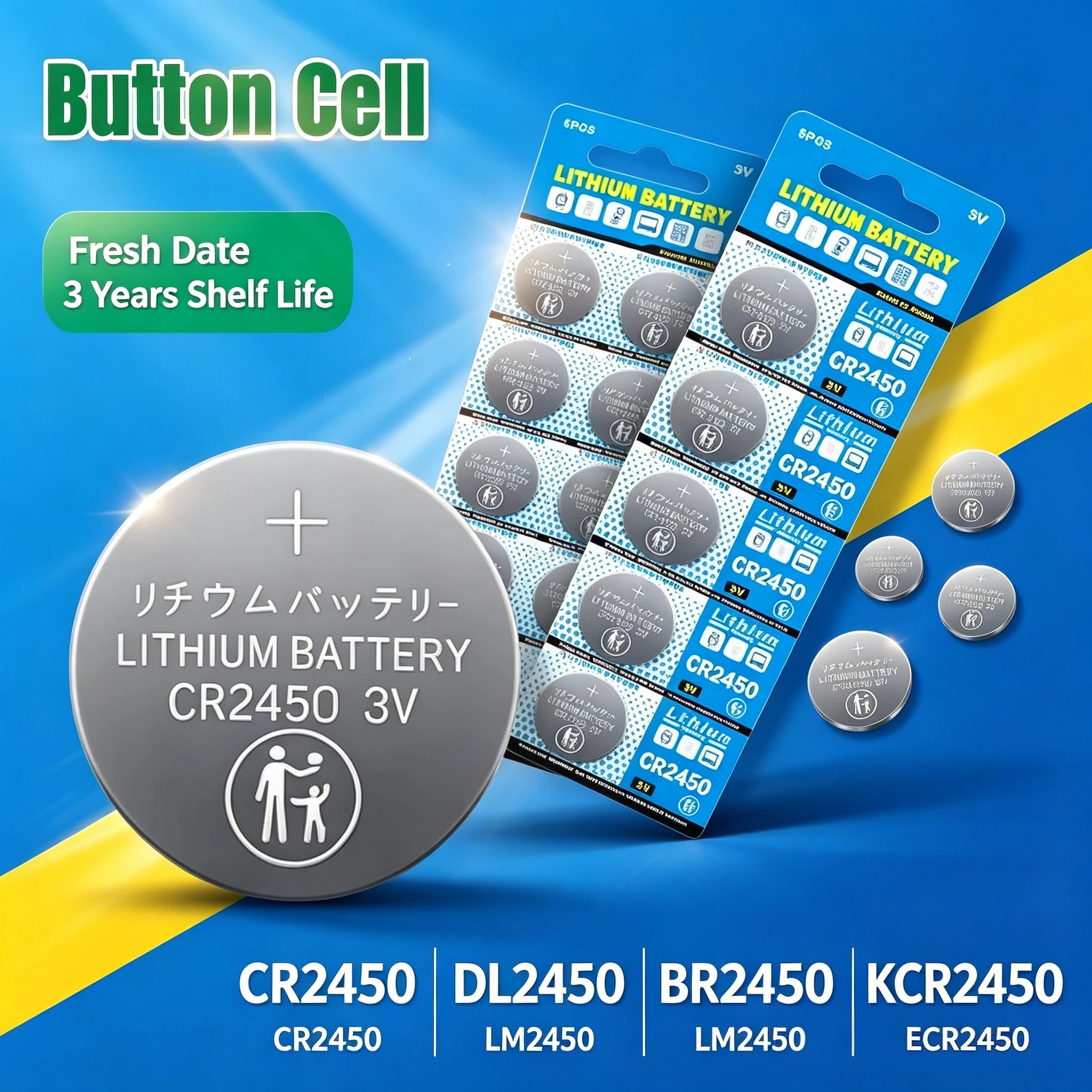HIGH2-60PCS CR2450 3V Lithium Battery DL2450 BR2450 LM2450 KCR5029 For Toy Car Key Remote Control Watch LED Light Button Coin Ce