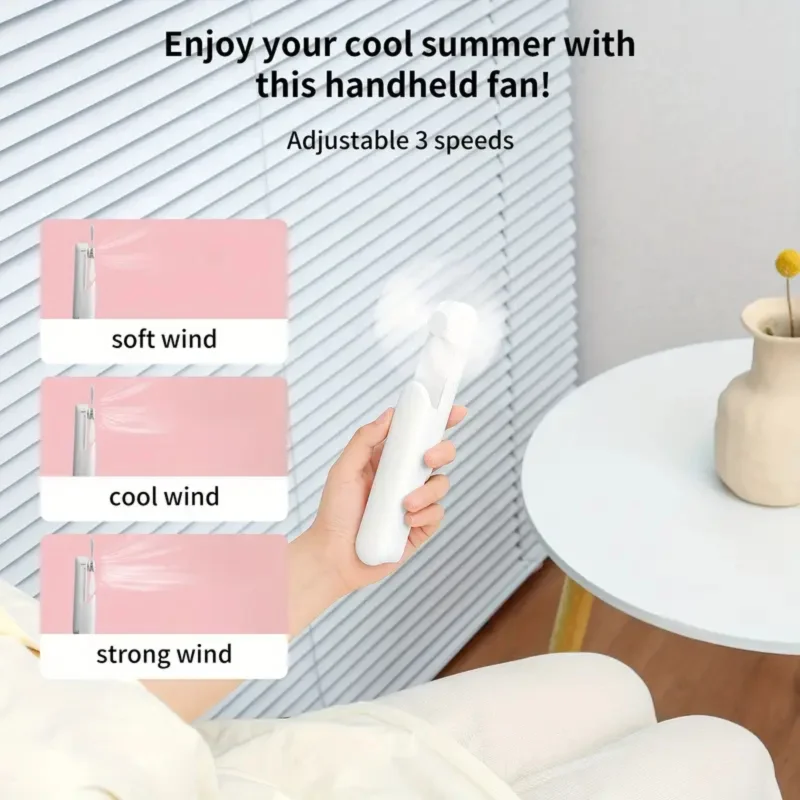 مروحة مكتب صغيرة محمولة USB-C مع 3 إعدادات للسرعة، وبطارية قابلة لإعادة الشحن بقدرة 2000 مللي أمبير في الساعة، وتشغيل فائق الهدوء للمنزل والمكتب والسفر