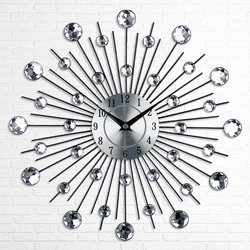 Modern Creative Crystal Wall Clock Sparkling Diamond Stud Wall Clock Living Room Kitchen Restaurant Office Decoration Pendant