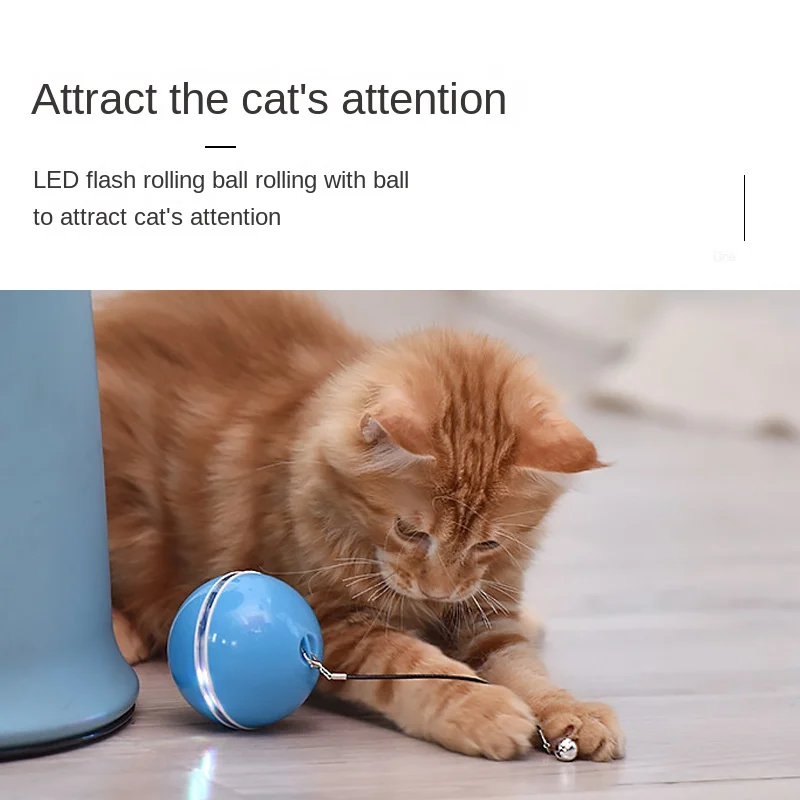 Self-hey cat toy ball USB electric pet LED rolling flash rolling ball can change feathers