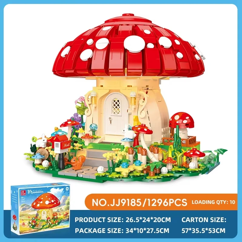 크리 에이 티브 워크샵 버섯 집 빌딩 블록-1296 Pcs STEM 세트, 어린이를위한 DIY 교육 장난감 생일 선물 ​   성인