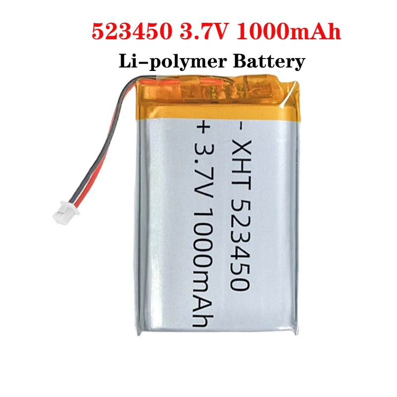 1-4pcs  523450 3.7V 1000mAh Lithium Polymer LiPo Rechargeable Battery for Flashlight Electric Toy  Mp3 Bluetooth Speaker