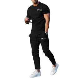 The hottest men's short sleeved and long pants two-piece set in 2024, casual sports spring and summer set, new design, street