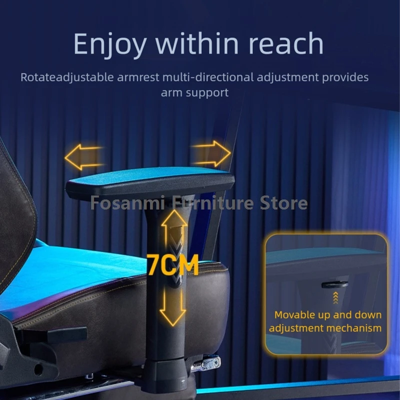 Chaise de jeu ergonomique en cuir avec accoudoirs réglables, inclinable, à dossier haut, pour bureau, maison, ordinateur de Gamer, chaises pivotantes