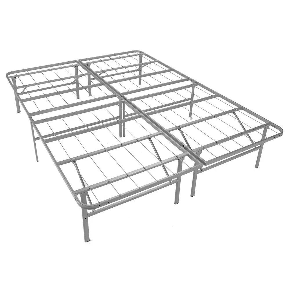 Premium Platform Bed Base in Silver, Replaces Box Spring and Bed Frame