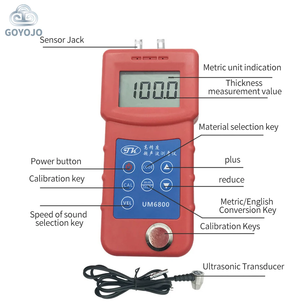 

Double Precision Ultrasonic Thickness Gauge Accuracy 0.01mm Metal Steel Plate PipeThickness Tester