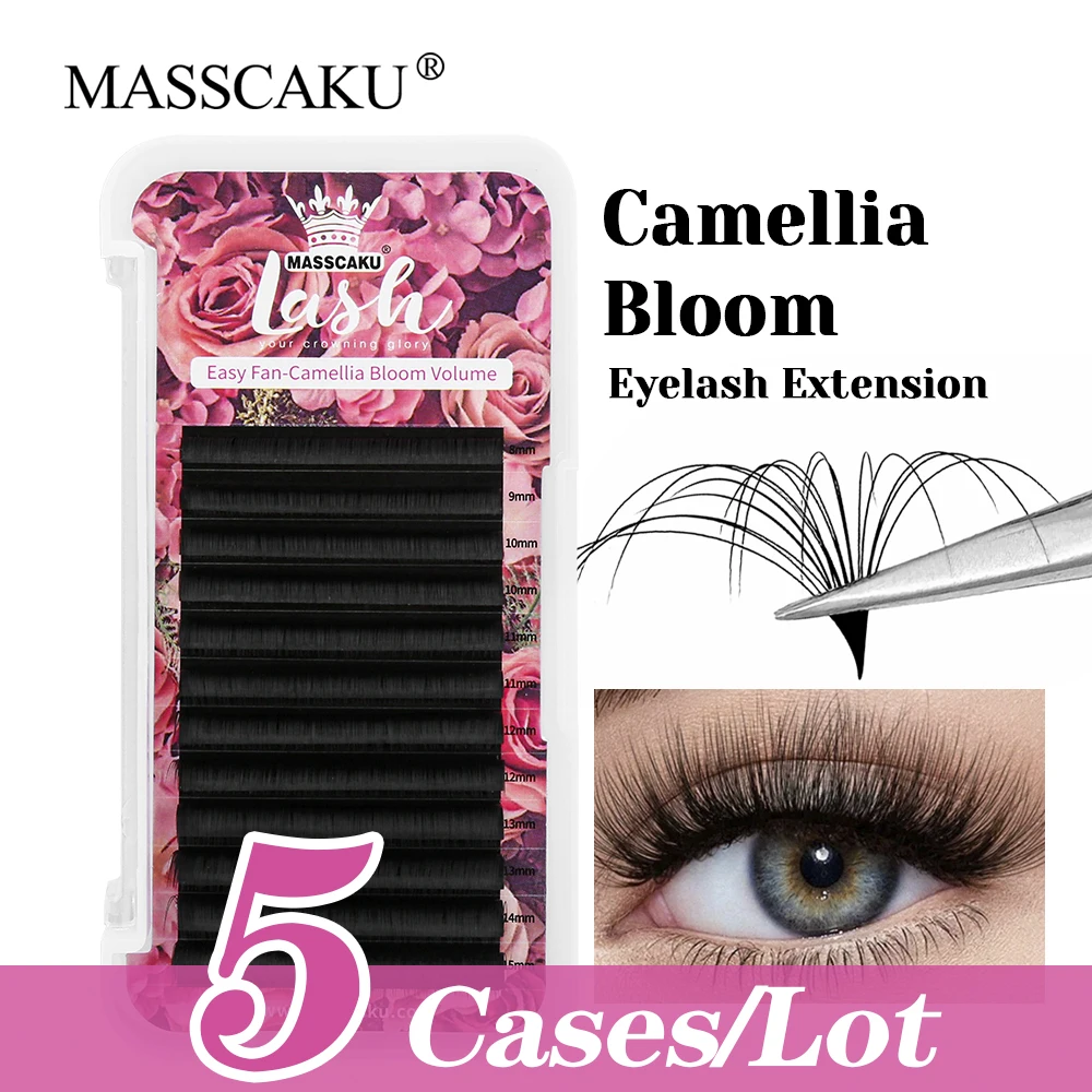 

Hot Sale 5cases/lot MASSCAKU Waterproof Handmade Automatic Fanning Eyelash Ribbon Long-lasting Easy Flowering Lash Makeup Tools