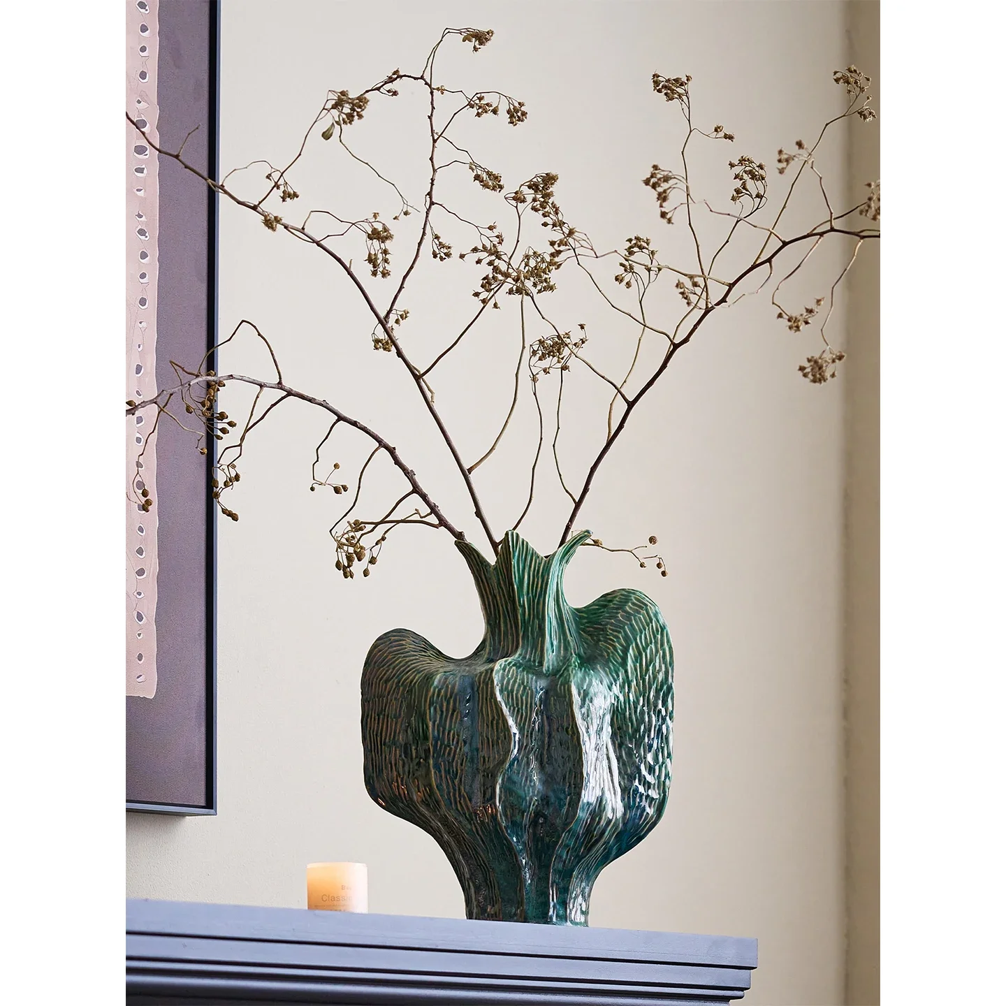 New Green Ceramic Vase Irregular Flower Vase Flower Arrangement Accessories Desktop Decorative Ornaments Home Decoration Ac