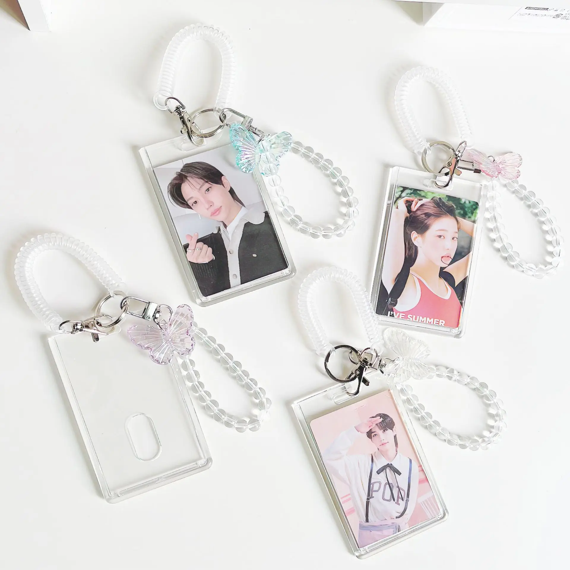 Kpop Photocard Holder Photo Display Holder With Love Keychain Idol Picture Protector Sleeves Credit ID Cards Protective Case