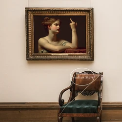 Woman with Middle Finger Poster Antique Neoclassical Portrait Prints Canvas Painting Funny Alternative Wall Art Home Decor Gift