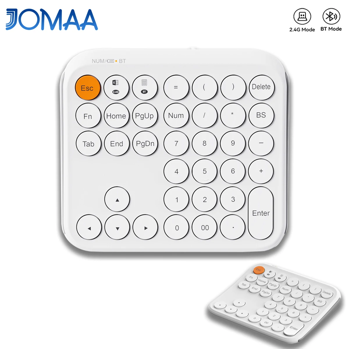 Ergonomic Bluetooth & 2.4G Dual Mode Wireless Numeric Keyboard,Portable 36 Keys Wireless Number Keypad for PC/Laptop/Desktop
