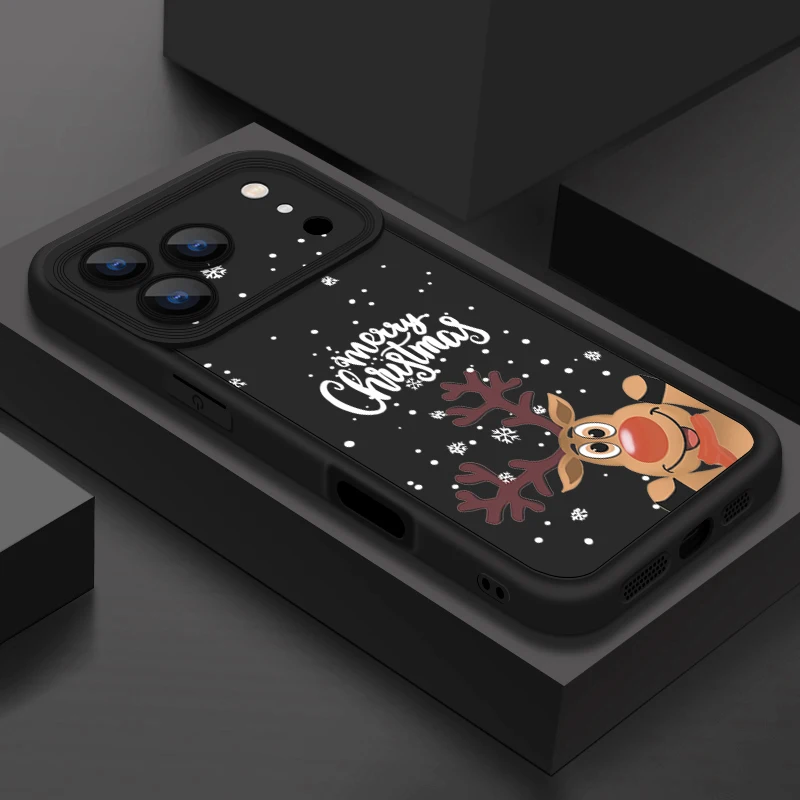 

Чехол для телефона с рождественским принтом лося для iPhone 17 16e 16 15 14 13 12 Pro Max 15 14 Plus 16 17 Pro 11 17 Air Мягкий силиконовый чехол из ТПУ