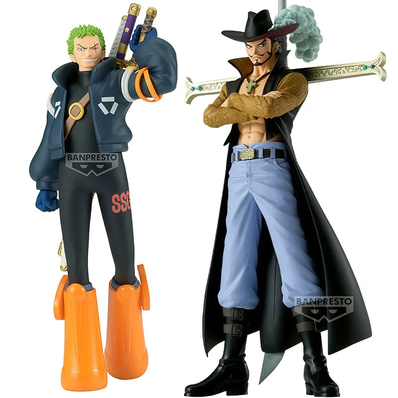 バンダイオリジナルバンプレストワンピースロロノア・ゾロ & ドラキュール・ミホークアニメアクションフィギュアおもちゃ男の子用クリスマスギフトグッズ