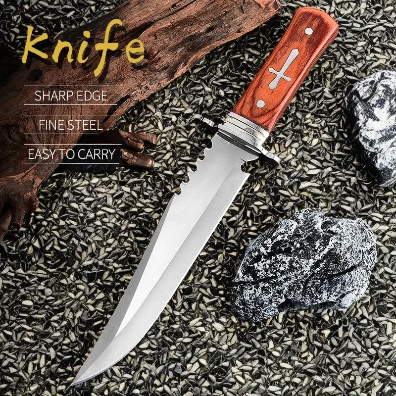 Outdoor Camping Hiking Hunting Knives Portable Multifunctional Stainless Steel Fruit Knife Meat Cleaver Knife With Sheath