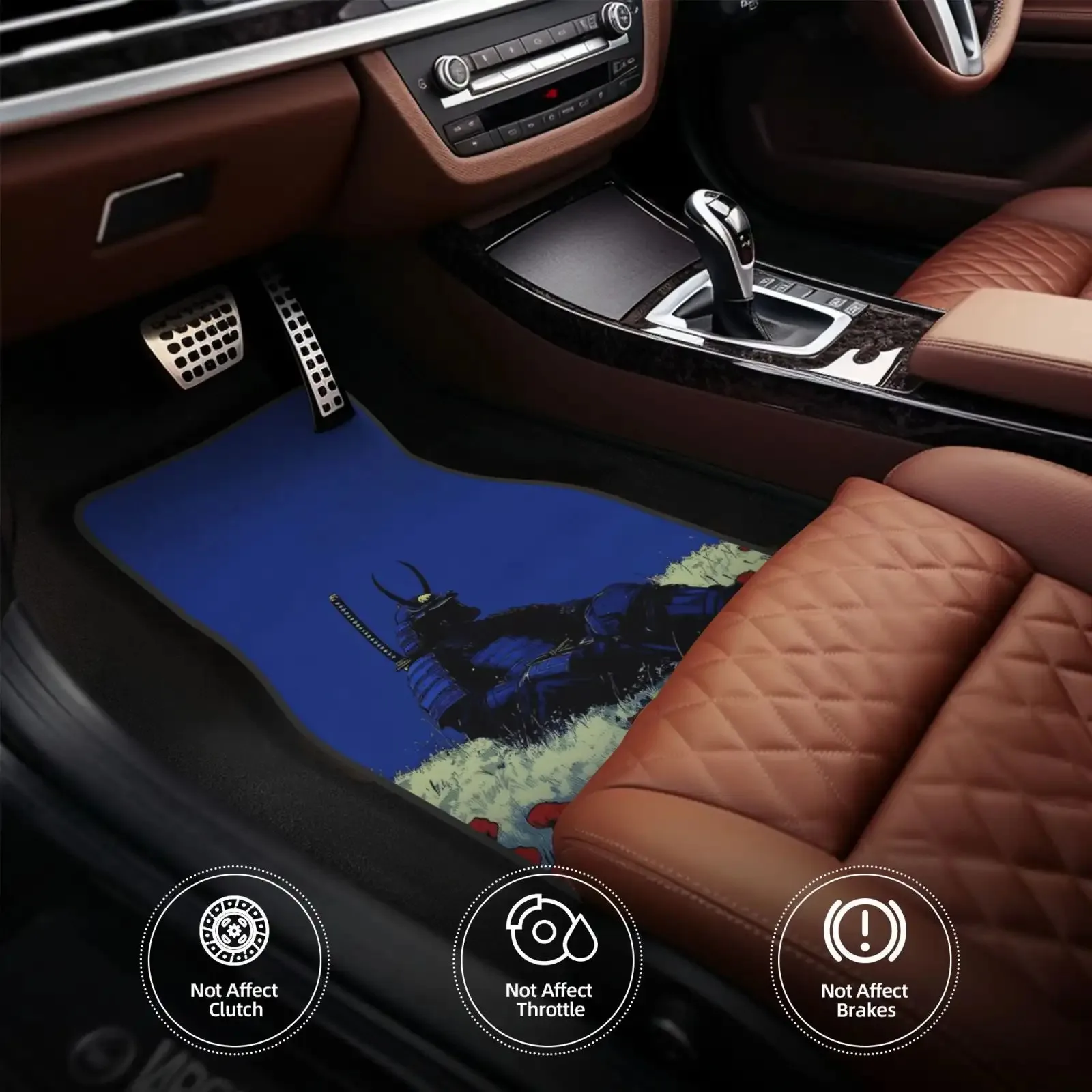 Set Of 4 Car Floor Mats Featuring Japanese Anime Designs - Made From High-Density Polyester, Resistant To Wear And Tear, Easy To