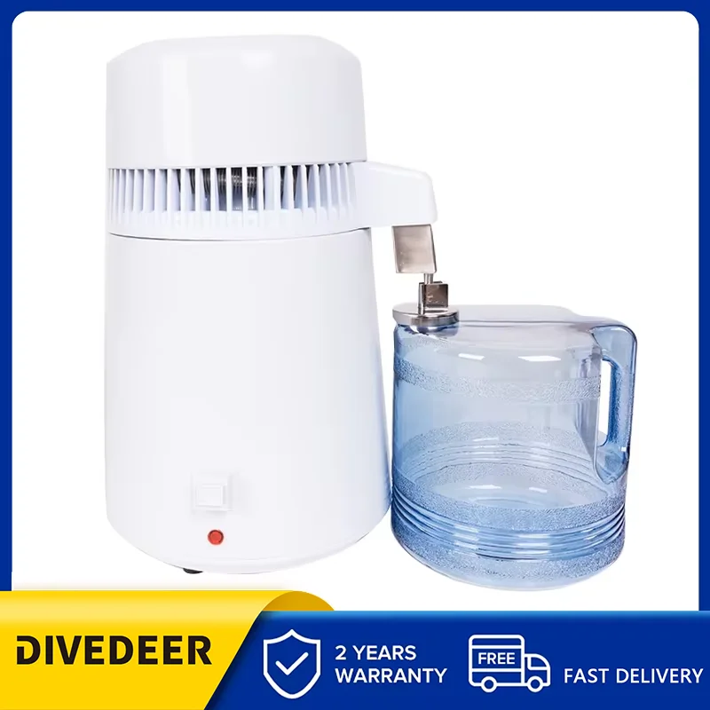 

DIVEDEER Distilled Water Machine Filter Stainless Steel Electric Distillation Purifier Water Distiller 220V 750W 4L