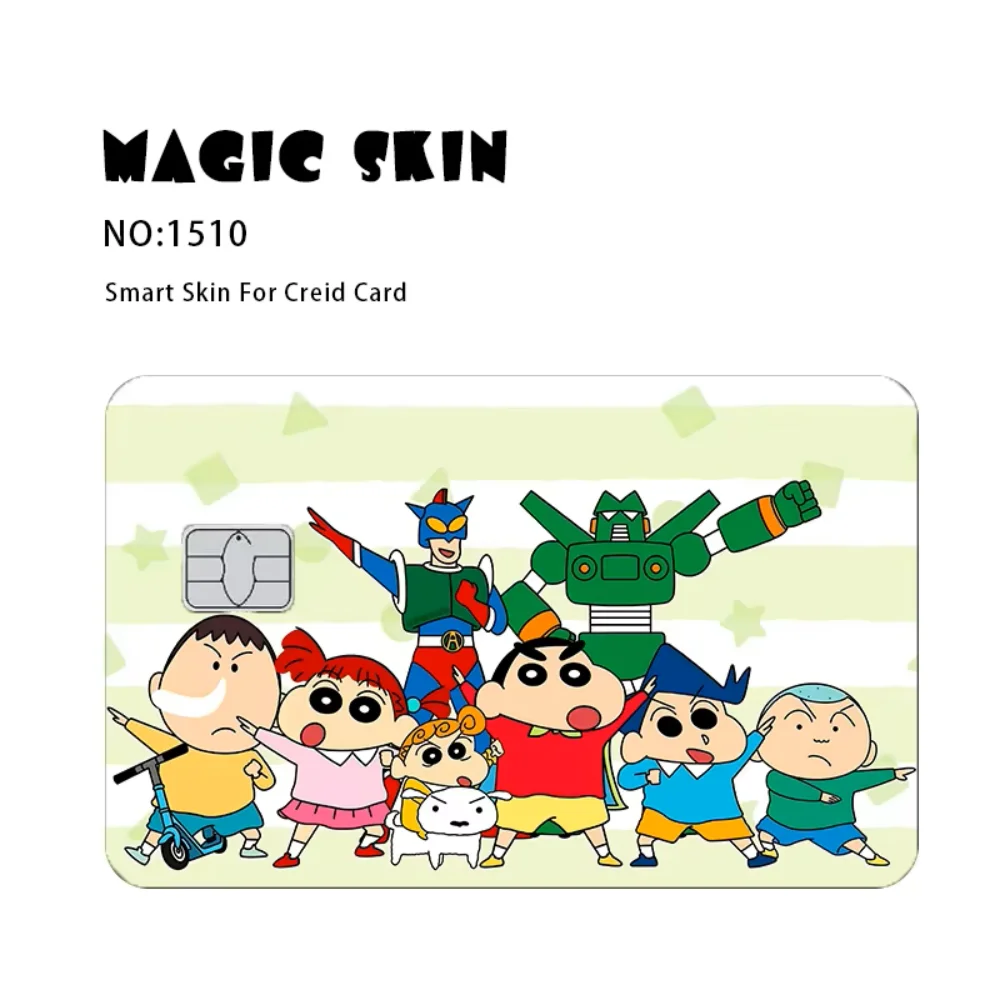 Kawaii Crayon Shin-Chan PVC Sticker Film Tape Skin for Credit Debit Card Cartoon 2.5D HD Matte Waterproof Stickers Girls Gifts