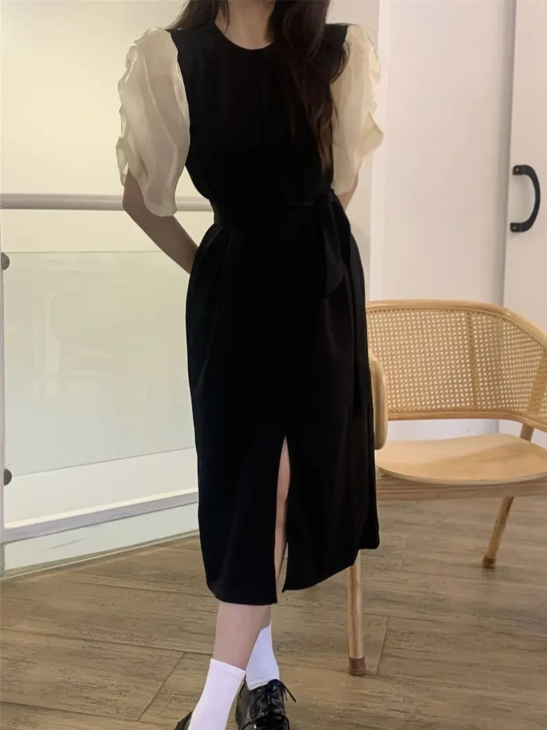 

Alien Kitty Stylish Women Vintage Dress Slim Chic Elegant Puff Sleeve 2023 Fashion Summer Gentle Mujer Office Lady Work Wear