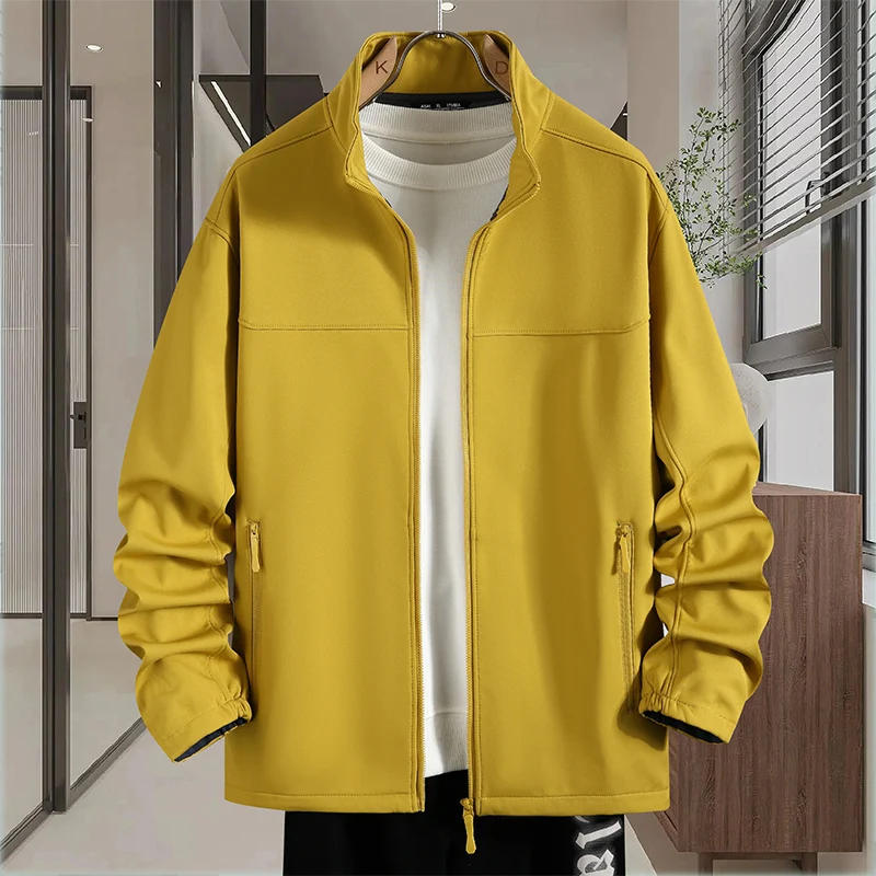 

Stylish And Cool Solid Color Student Spring And Autumn Top Coat Simple And Fashionable Men's Jacket With Fleece Windproof