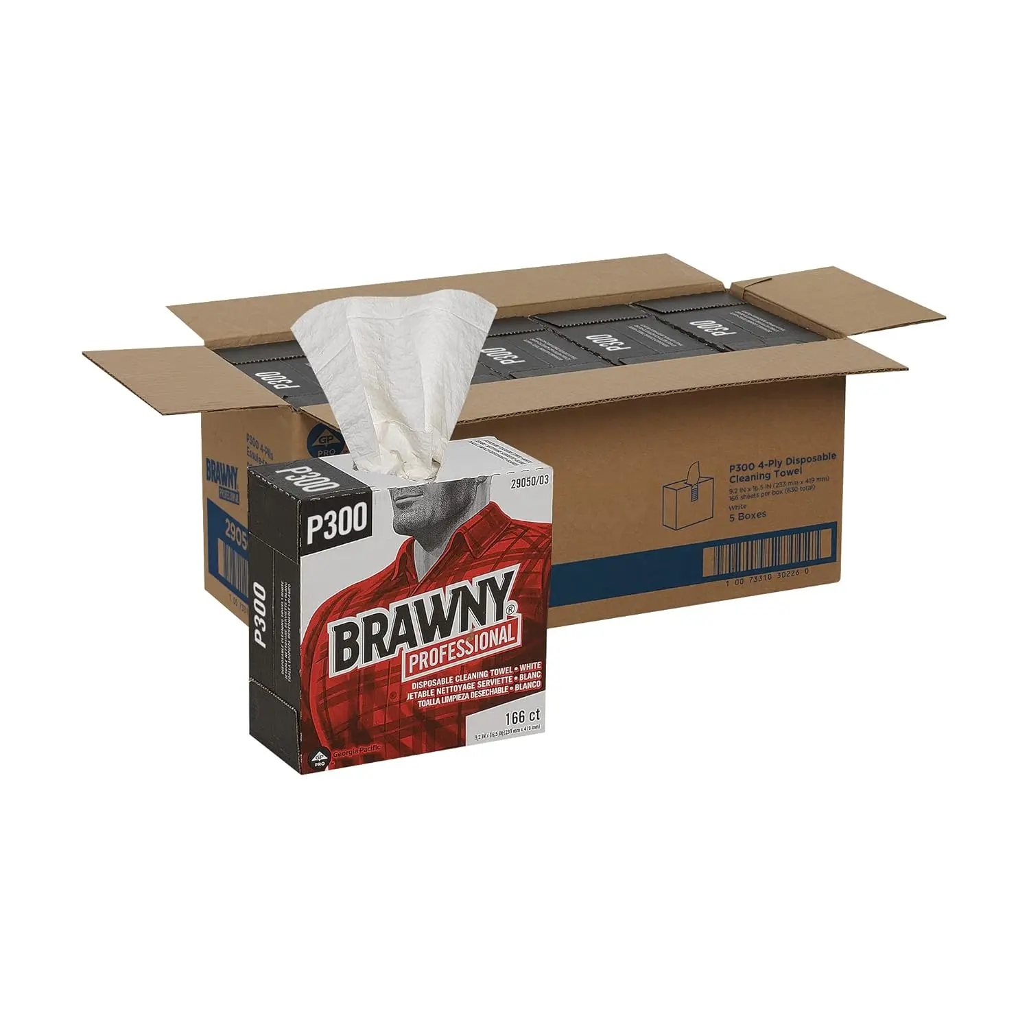 Georgia-Pacific Brawny Professional P300 Disposable Cleaning Towel by GP PRO,29050/03,Medium Duty,Tall Box5 Boxes @ 166 Count