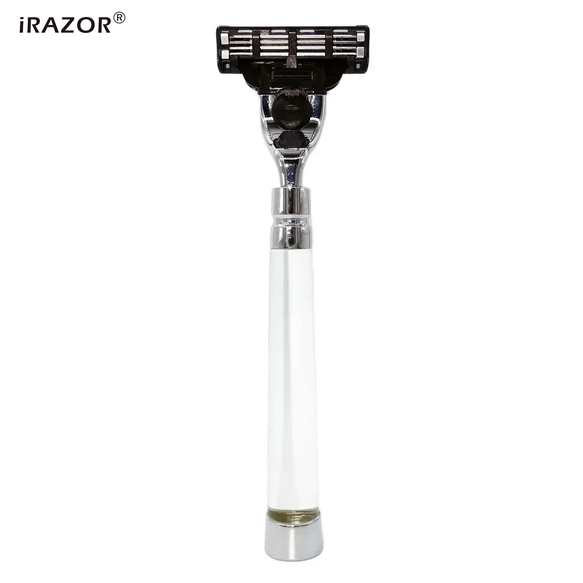 IRAZOR Safety Razor for Men, Manual Cartridge Grooming Shaver, Clear Premium Acrylic Handle, Mach 3 Blade Refill
