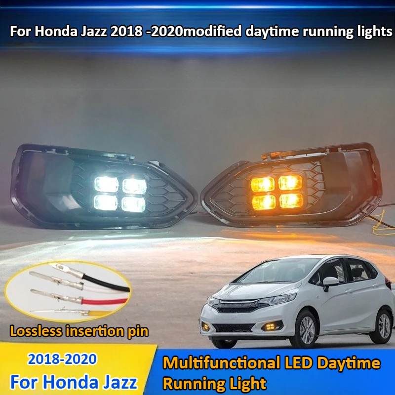 

Для Honda Jazz 2018 2019 2020 дневные ходовые огни противотуманные фары модификация рамки светодиодные фары дальнего света