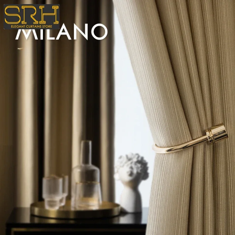 

American Retro Golden Luxury Curtain for Living Room Bedroom Dining Window blackout Thicken Fashion Jacquard White Tulle Custom