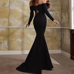 Elegant Luxury Evening Dress 2024 Bow Off The Shoulder Strapless Mermaid Contrast Color Detachable Sleeve Floor Length Prom Gown