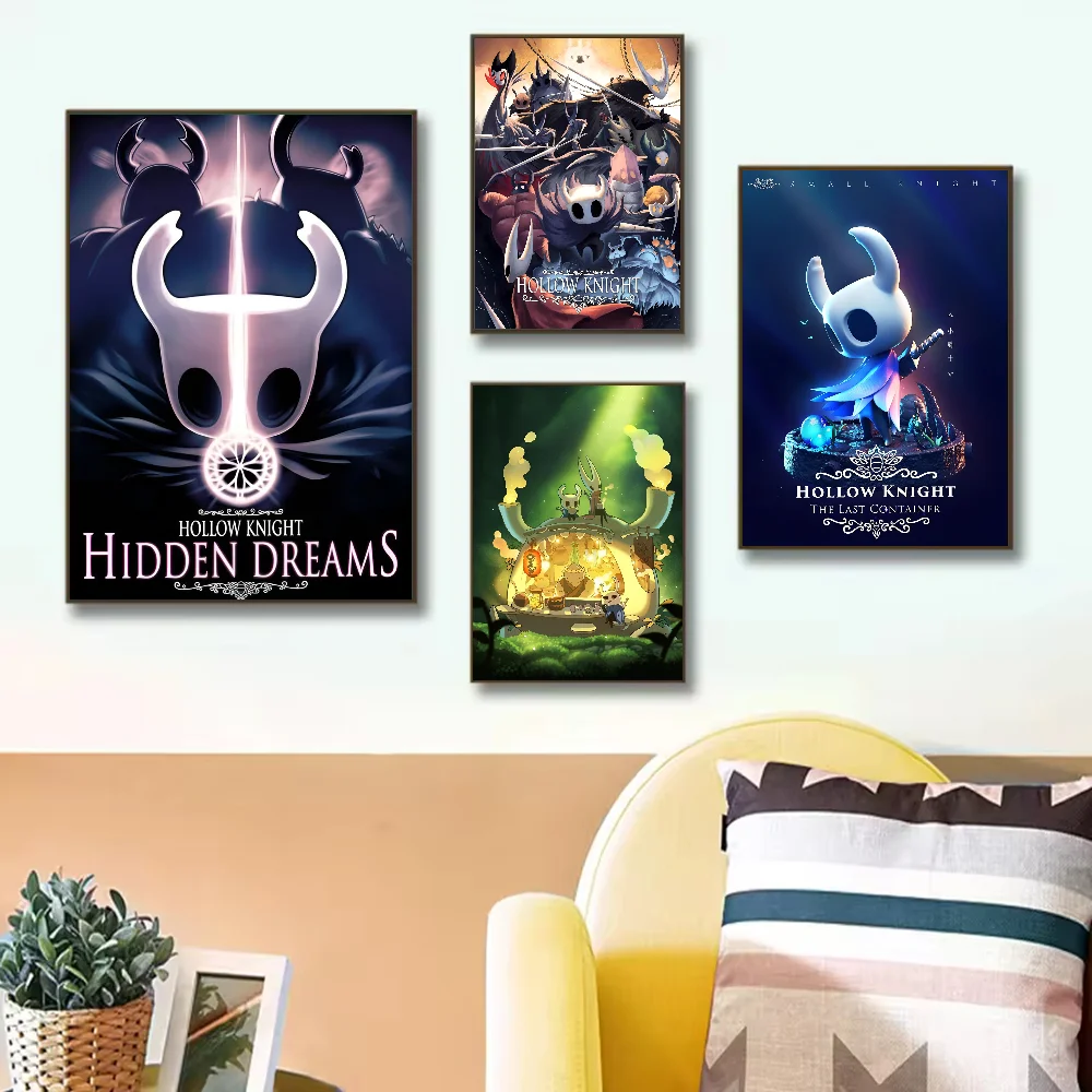 Hot Video Game Anime Hollow Knight Poster HD art sticky wall waterproof home living room bedroom bar aesthetic decoration