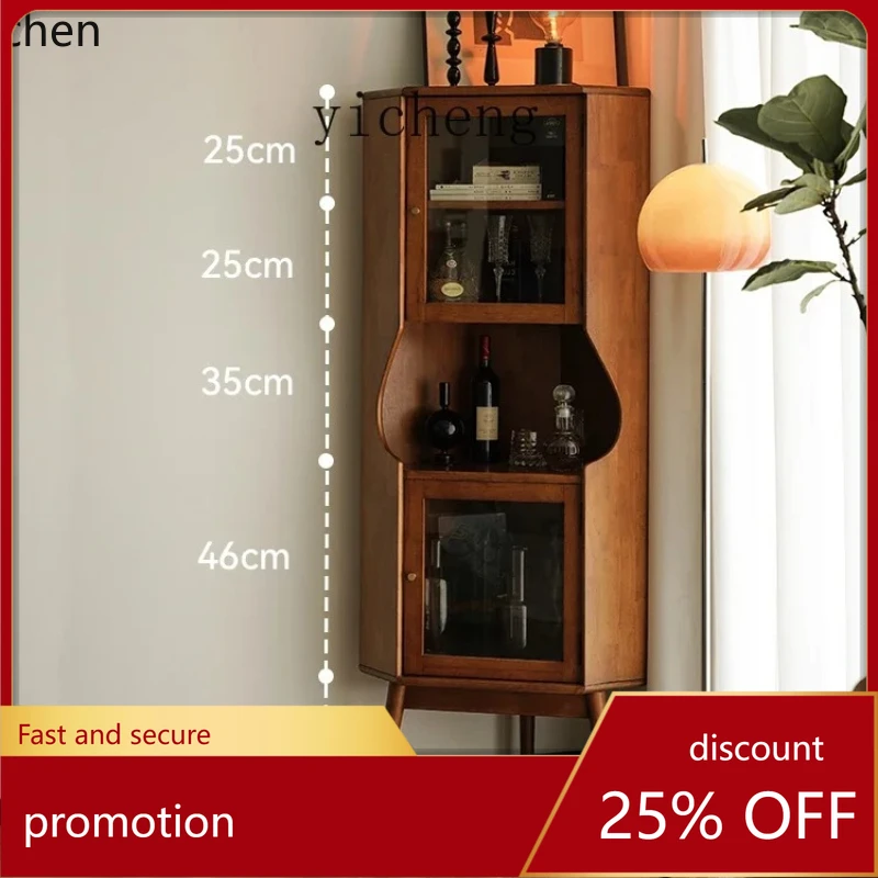 

HXL Living Room Corner Cabinet Solid Wood Corner Cabinet Storage Organizer Corner Side Cabinet