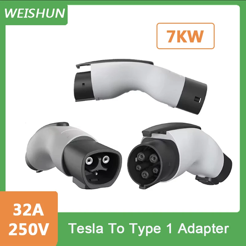 250V 32A AC Tesla To Type1 Electric Car Charging Adapter For SAE J1772 EV Connector 7KW