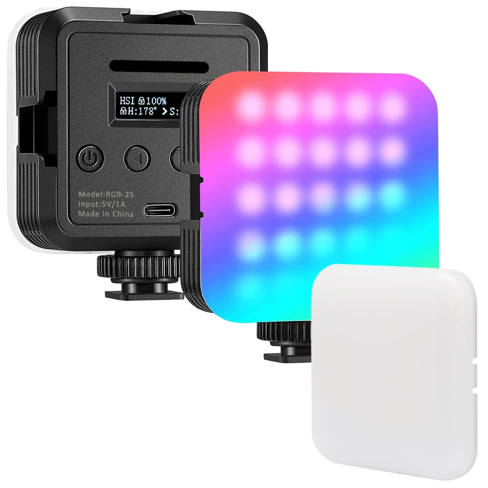 Mcoplus mini RGB كامل اللون LED الفيديو الضوئي إضاءة الكاميرا التصوير ملء الضوء مع 3 حذاء بارد 2500-9000K 2000mAh CRI95 +