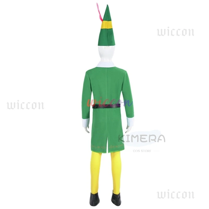 Christmas Elf Cosplay Costume Coat Hat Pants Shoe Cover Belt Red Feather Christmas Green Christmas Costume Green Suit