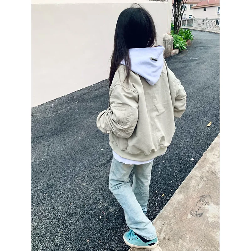 

Американская бейсбольная куртка в стиле ретро, женская весенне-осенняя куртка оверсайз для пар, пальто пилота свободного покроя, длинная молния све