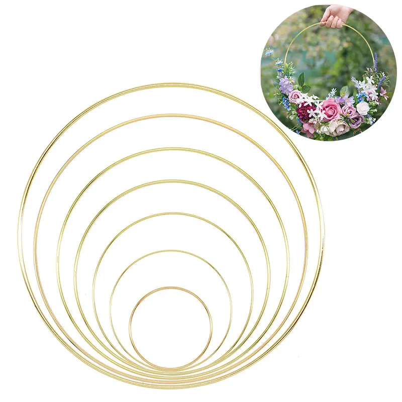 10/15/20/25/30/35/40cm Metal Circle Frame Diy Home Wall Hanging Ornaments Festival Wedding Party Decorations Wreath Accessories